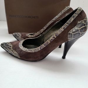 Francesco Morichetti Gray Suede Heel